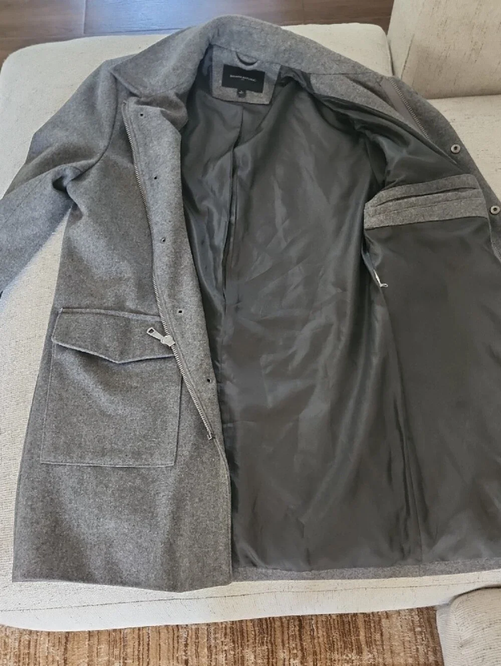 Banana Republic Men's Charcoal Gray Wool-Blend Pea Coat